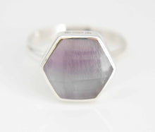 Load image into Gallery viewer, Rainbow Fluorite Ring Hexagon Design