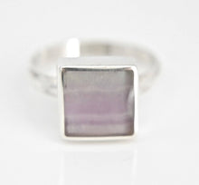 Load image into Gallery viewer, Rainbow Fluorite Silver Ring Square