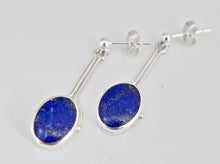 Load image into Gallery viewer, Lapis Lazuli Silver Stem Drop Earrings