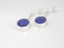 Load image into Gallery viewer, Lapis Lazuli Silver Stem Drop Earrings