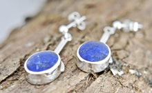 Load image into Gallery viewer, Lapis Lazuli Silver Stem Drop Earrings