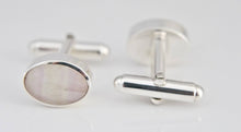 Load image into Gallery viewer, Rainbow Fluorite Cufflinks Oval Design