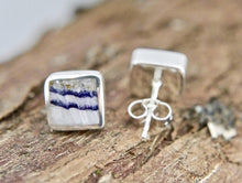 Load image into Gallery viewer, Blue John Square Stud Silver Earrings