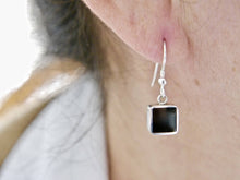 Load image into Gallery viewer, Whitby Jet Square Drop Earrings