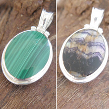 Load image into Gallery viewer, Blue John & Malachite Double Sided Pendant