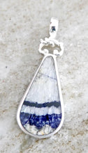Load image into Gallery viewer, Blue John and Whitby Jet Double Sided Pendant