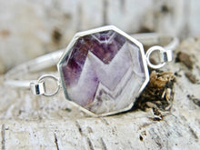 Load image into Gallery viewer, Amethyst Lace Hexagon Silver Bangle