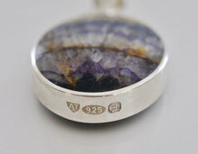 Load image into Gallery viewer, Whitby Jet & Blue John Double Sided Pendant