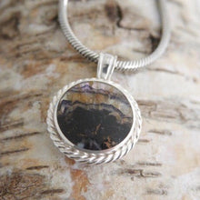 Load image into Gallery viewer, Blue John Pendant with Lapis Lazuli on the reverse