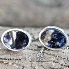 Load image into Gallery viewer, Oval Blue John Stud Earrings