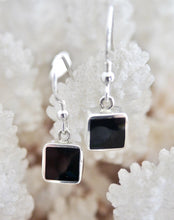 Load image into Gallery viewer, Whitby Jet Square Drop Earrings