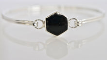 Load image into Gallery viewer, Whitby Jet Silver Tension Bangle