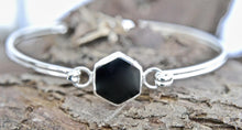 Load image into Gallery viewer, Whitby Jet Silver Tension Bangle