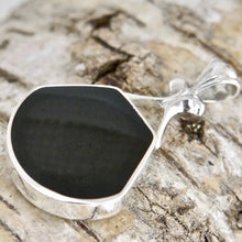 Load image into Gallery viewer, Whitby Jet Pendant with Blue John on the reverse side