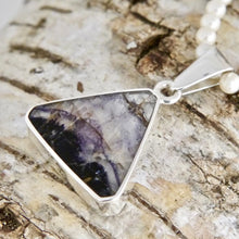 Load image into Gallery viewer, Blue John Pendant with Jet on the reverse. Triangle Design.