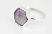 Load image into Gallery viewer, Rainbow Fluorite Ring Hexagon Design