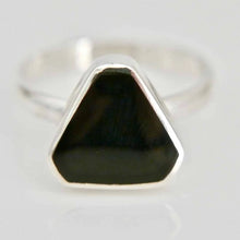 Load image into Gallery viewer, Whitby Jet Triangle Silver Ring