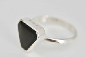 Whitby Jet Triangle Silver Ring