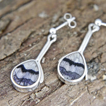 Load image into Gallery viewer, Blue John Pear Drop Stem Earrings