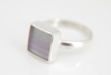 Load image into Gallery viewer, Rainbow Fluorite Silver Ring Square
