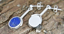 Load image into Gallery viewer, Lapis Lazuli Silver Stem Drop Earrings