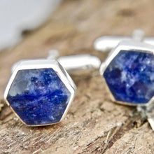 Load image into Gallery viewer, Hexagon shop Sodalite Silver Cufflinks