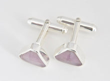 Load image into Gallery viewer, Rainbow Fluorite Cufflinks Triangle Design