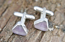 Load image into Gallery viewer, Rainbow Fluorite Cufflinks Triangle Design