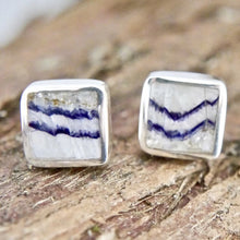 Load image into Gallery viewer, Blue John Silver Stud Earrings Square