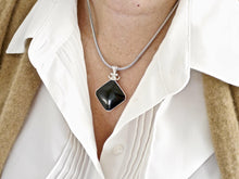 Load image into Gallery viewer, Blue John & Whitby Jet Double Sided Pendant