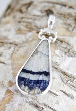 Load image into Gallery viewer, Blue John and Whitby Jet Double Sided Pendant