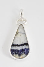 Load image into Gallery viewer, Blue John and Whitby Jet Double Sided Pendant