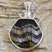 Load image into Gallery viewer, Blue John Pendant with Malachite on the reverse side.