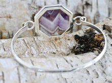 Load image into Gallery viewer, Amethyst Lace Hexagon Silver Bangle