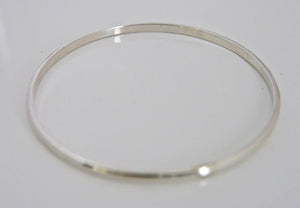 Solid Silver Round Bangle D Shape 3mm
