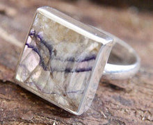 Load image into Gallery viewer, Blue John Square Ring in Silver