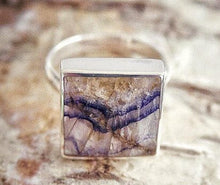 Load image into Gallery viewer, Blue John Square Ring in Silver