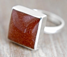 Load image into Gallery viewer, Goldstone Square Ring in Silver