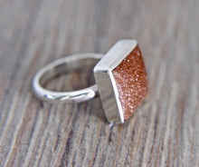 Load image into Gallery viewer, Goldstone Square Ring in Silver