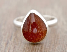 Load image into Gallery viewer, Goldstone Silver Ring Peardrop Design