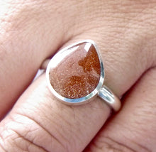 Load image into Gallery viewer, Goldstone Silver Ring Peardrop Design