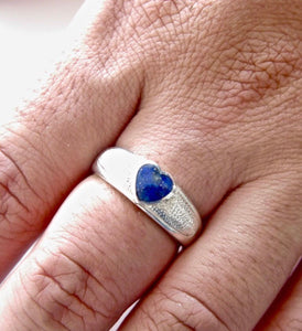 Lapis Lazuli Heart Silver Ring