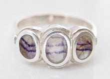 Load image into Gallery viewer, Blue John Three Stone Silver Ring