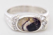 Load image into Gallery viewer, Blue John & Cubic Zirconia Silver Ring