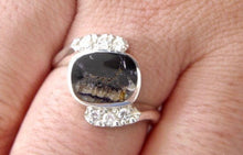 Load image into Gallery viewer, Blue John and Cubic Zirconia Silver Ring