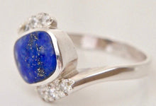 Load image into Gallery viewer, Lapis Lazuli and Cubic Zirconia Silver Ring