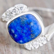 Load image into Gallery viewer, Lapis Lazuli and Cubic Zirconia Silver Ring