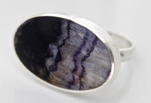 Load image into Gallery viewer, Blue John Silver Ring Oval Design