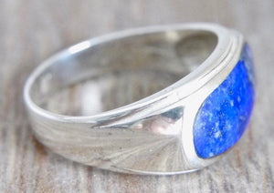 Lapis Lazuli Mens Silver Ring