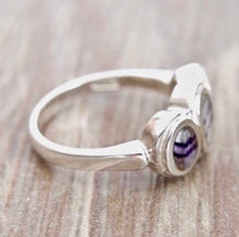 Load image into Gallery viewer, Blue John Three Stone Silver Ring